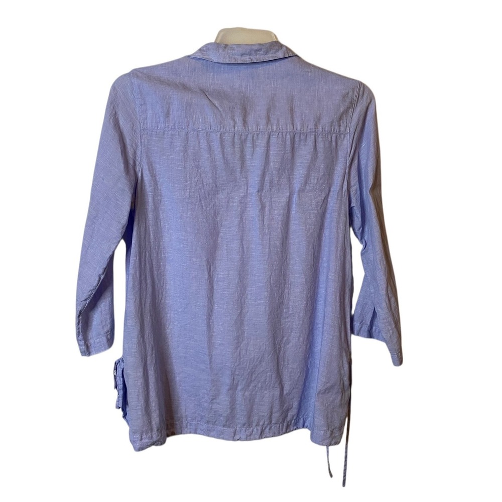 Sigrid Olsen Soft Blue 100% Linen Pullover Tunic 3/4 Sleeve Women's Medium - Picture 2 of 4